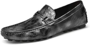 Mens Loafers Height Increasing Elevator 2.3in Vegan Leather Driving Loafers Lightweight Flexible Flat Heel Walking Fashion Slip-on