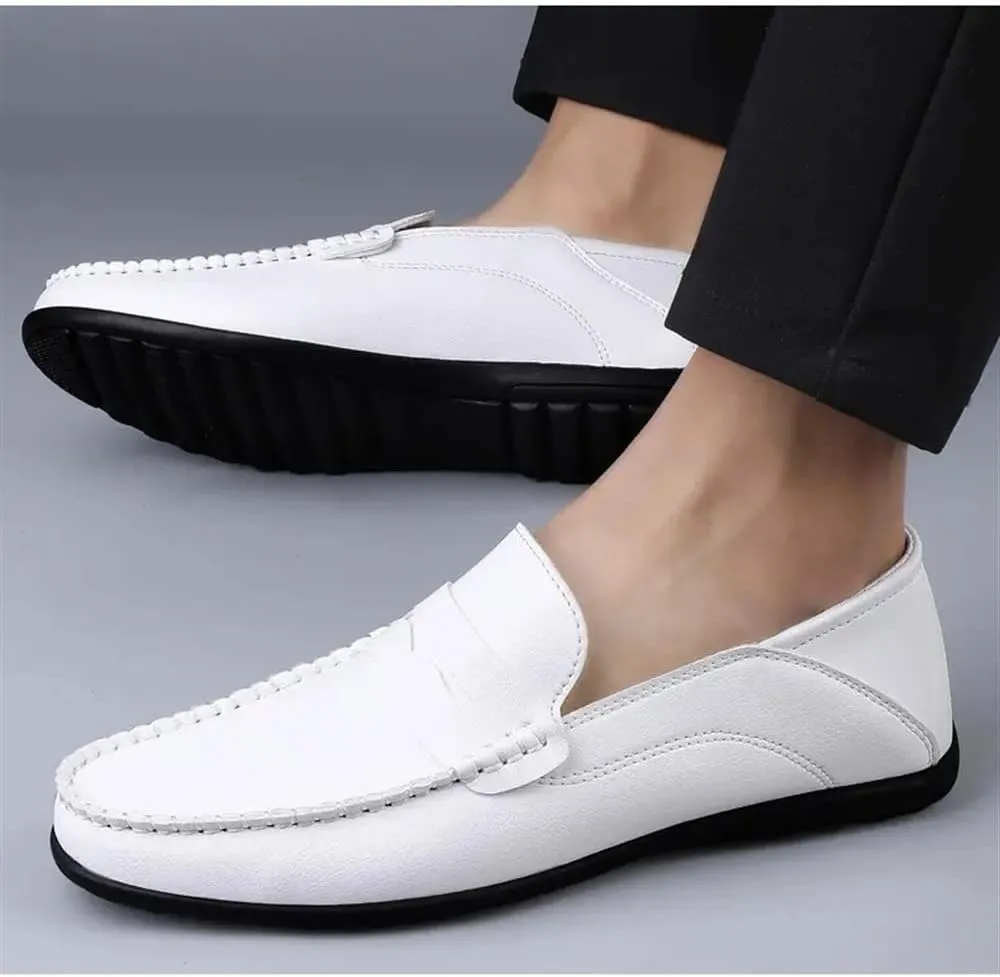 Men's Loafers Penny Loafers Solid Colors Simple Flat Heel Vegan Leather Anti-Slip Lightweight Flat Heel Walking Slip On
