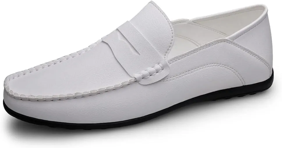 Men's Loafers Penny Loafers Solid Colors Simple Flat Heel Vegan Leather Anti-Slip Lightweight Flat Heel Walking Slip On
