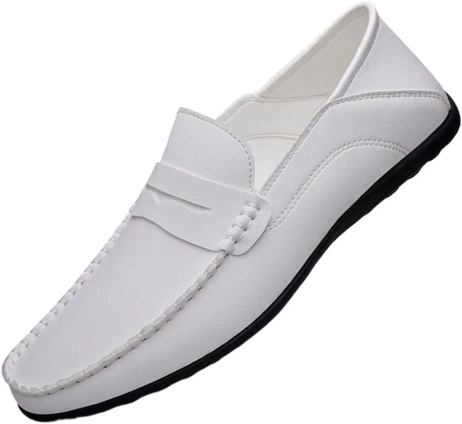 Men's Loafers Penny Loafers Solid Colors Simple Flat Heel Vegan Leather Anti-Slip Lightweight Flat Heel Walking Slip On