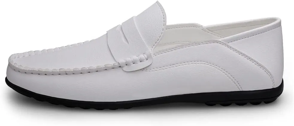 Men's Loafers Penny Loafers Solid Colors Simple Flat Heel Vegan Leather Anti-Slip Lightweight Flat Heel Walking Slip On