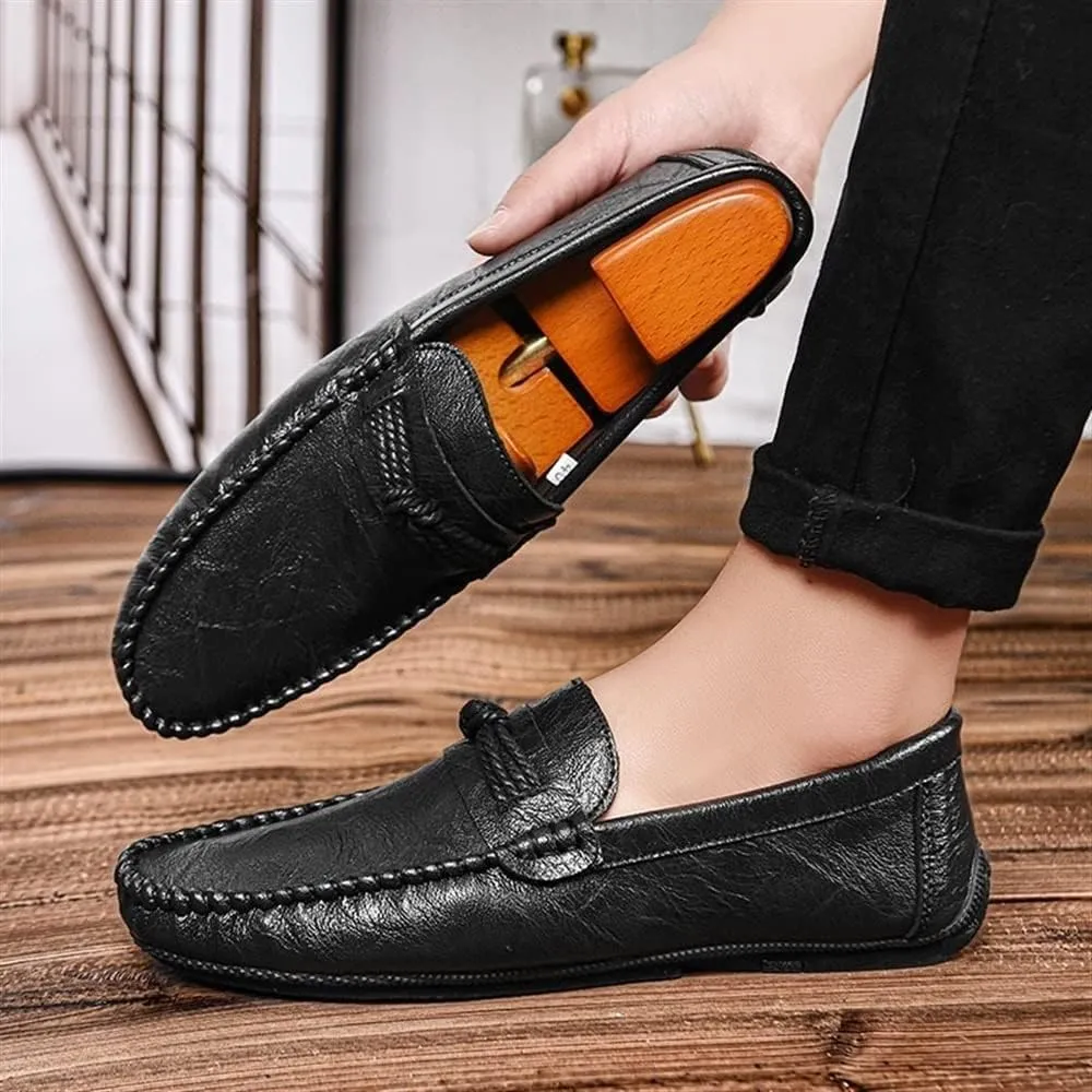 Men's Loafers Penny Loafers Solid Colors Simple Vegan Leather Flat Heel Flexible Slip Resistant Walking Casual Slip-on