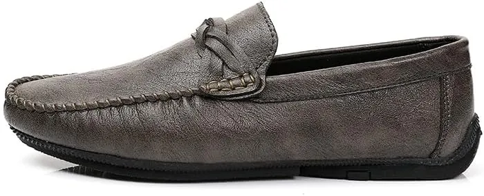 Men's Loafers Round Toe Vegan Leather Driving Loafers Flat Heel Lightweight Anti-Slip Prom Slip-on
