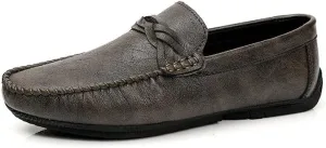 Men's Loafers Round Toe Vegan Leather Driving Loafers Flat Heel Lightweight Anti-Slip Prom Slip-on