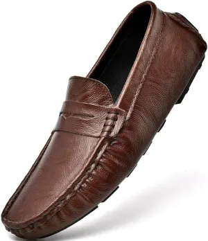 Mens Loafers Shoe Penny Driving Style Loafer Vegan Leather Anti-Slip Lightweight Flat Heel Prom Slip-ons