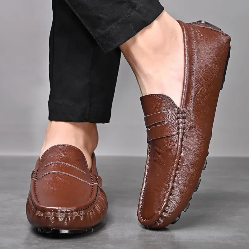 Mens Loafers Shoe Penny Driving Style Loafer Vegan Leather Anti-Slip Lightweight Flat Heel Prom Slip-ons