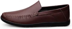 Mens Loafers Shoe Round Toe Solid Color Vegan Leather Loafer Shoes Flat Heel Resistant Comfortable Prom Slip On