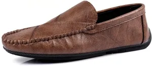 Mens Loafers Shoe Round Toe Vegan Leather Driving Style Loafer Flat Heel Resistant Lightweight Wedding Classic Slip On