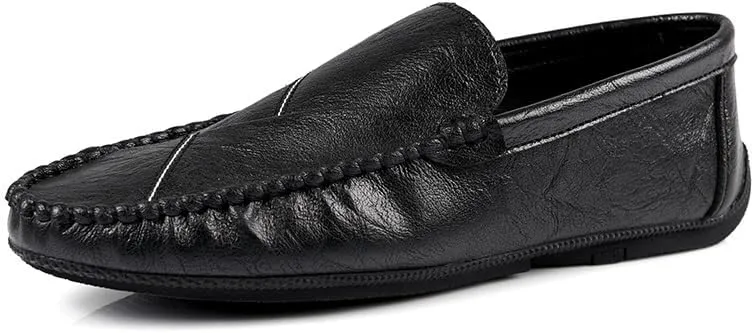 Mens Loafers Shoe Round Toe Vegan Leather Driving Style Loafer Flat Heel Resistant Lightweight Wedding Classic Slip On