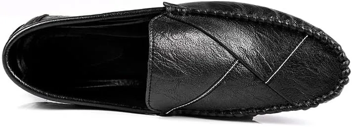 Mens Loafers Shoe Round Toe Vegan Leather Driving Style Loafer Flat Heel Resistant Lightweight Wedding Classic Slip On