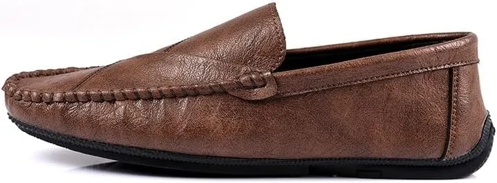 Mens Loafers Shoe Round Toe Vegan Leather Driving Style Loafer Flat Heel Resistant Lightweight Wedding Classic Slip On