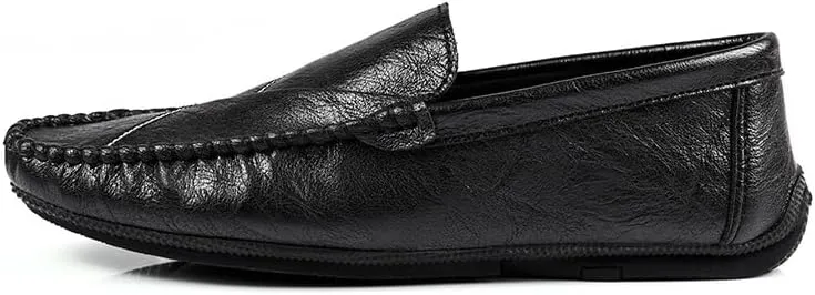 Mens Loafers Shoe Round Toe Vegan Leather Driving Style Loafer Flat Heel Resistant Lightweight Wedding Classic Slip On