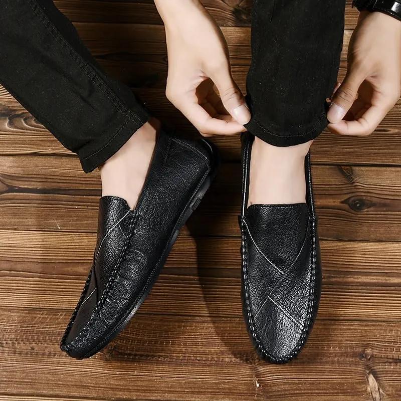 Mens Loafers Shoe Round Toe Vegan Leather Driving Style Loafer Flat Heel Resistant Lightweight Wedding Classic Slip On