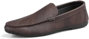 Mens Loafers Shoe Round Toe Vegan Leather Loafer Shoes Flat Heel Resistant Flexible Party Slip On