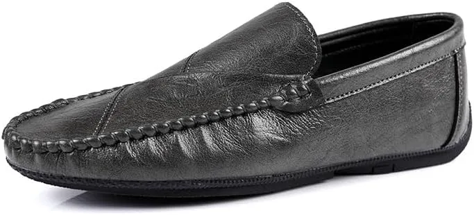 Mens Loafers Shoe Solid Color Vegan Leather Loafer Shoes Comfortable Anti-Slip Flat Heel Outdoor Slip-on