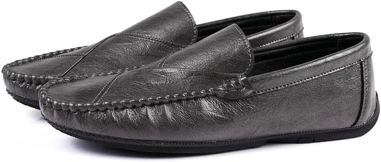 Mens Loafers Shoe Solid Color Vegan Leather Loafer Shoes Comfortable Anti-Slip Flat Heel Outdoor Slip-on