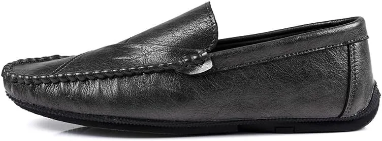 Mens Loafers Shoe Solid Color Vegan Leather Loafer Shoes Comfortable Anti-Slip Flat Heel Outdoor Slip-on