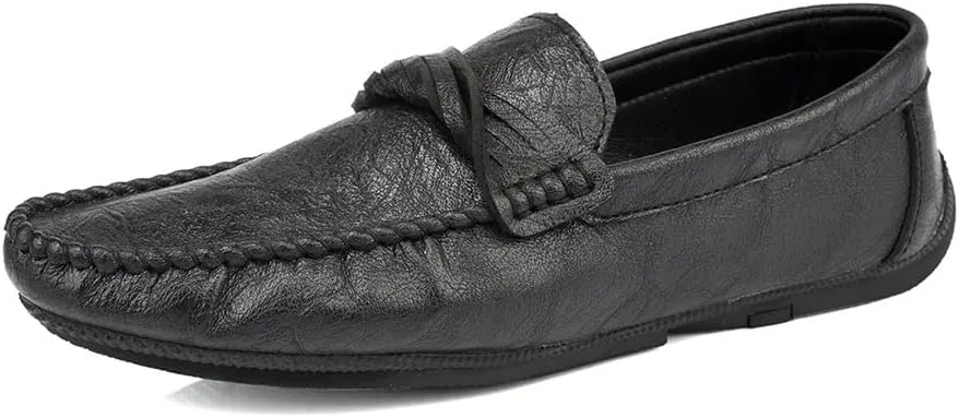 Men's Loafers Shoes Round Toe Penny Moccasins Loafers Simple Vegan Leather Anti-Slip Comfortable Flat Heel Casual Slip On