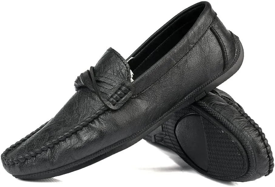 Men's Loafers Shoes Round Toe Penny Moccasins Loafers Simple Vegan Leather Anti-Slip Comfortable Flat Heel Casual Slip On