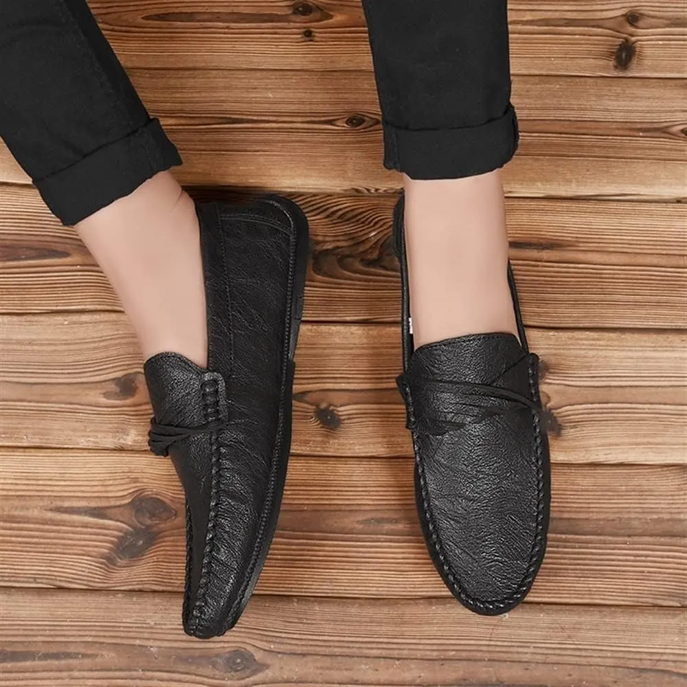 Men's Loafers Shoes Round Toe Penny Moccasins Loafers Simple Vegan Leather Anti-Slip Comfortable Flat Heel Casual Slip On