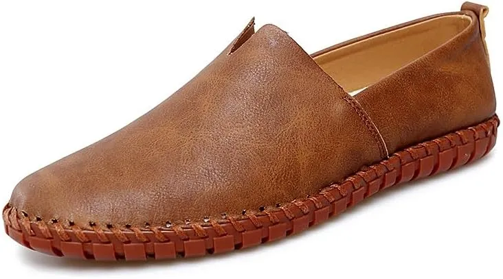 Men's Loafers Shoes Solid Color Vegan Leather Loafer Shoes Flat Heel Anti-Slip Slip Resistant Casual Slip-on