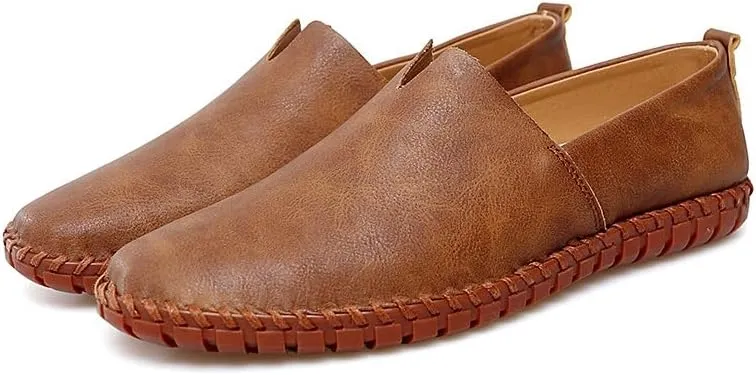 Men's Loafers Shoes Solid Color Vegan Leather Loafer Shoes Flat Heel Anti-Slip Slip Resistant Casual Slip-on