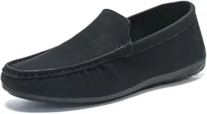 Mens Loafers Solid Color Round Toe Vegan Leather Anti-Slip Comfortable Flat Heel Fashion Slip-on