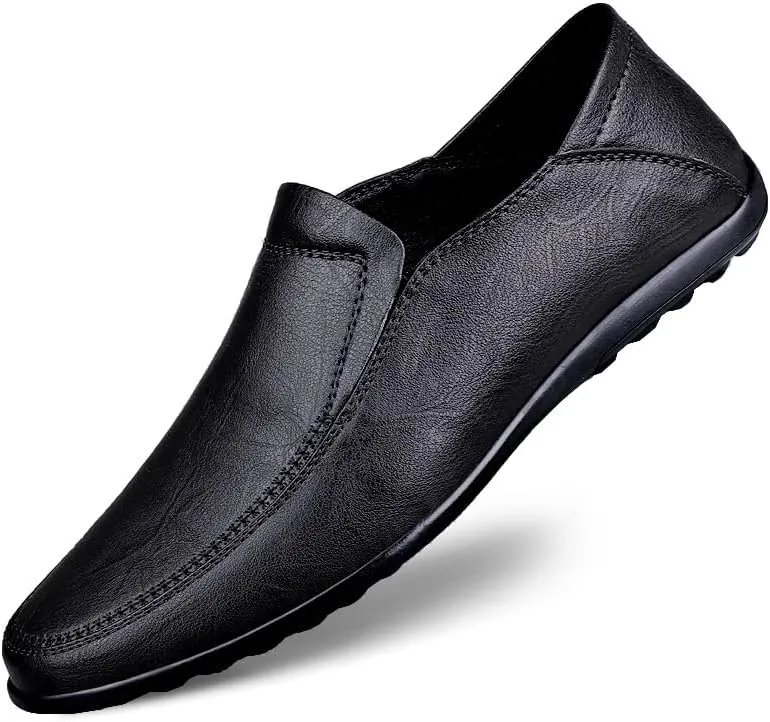 Men's Loafers Solid Color Vegan Leather Loafers Flat Heel Comfortable Anti-Slip Party Slip-on