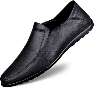 Men's Loafers Solid Color Vegan Leather Loafers Flat Heel Comfortable Anti-Slip Party Slip-on