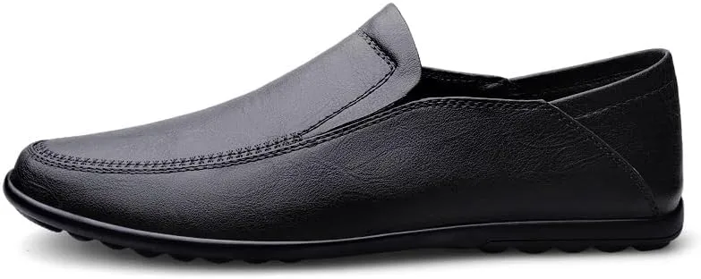 Men's Loafers Solid Color Vegan Leather Loafers Flat Heel Comfortable Anti-Slip Party Slip-on