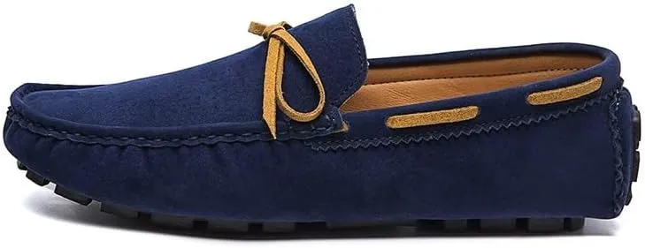 Men's Loafers Square Toe Vegan Leather Boat Driving Loafers Lightweight Anti-Slip Flat Heel Outdoor Casual Slip-ons