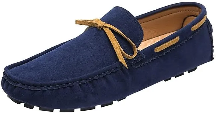 Men's Loafers Square Toe Vegan Leather Boat Driving Loafers Lightweight Anti-Slip Flat Heel Outdoor Casual Slip-ons