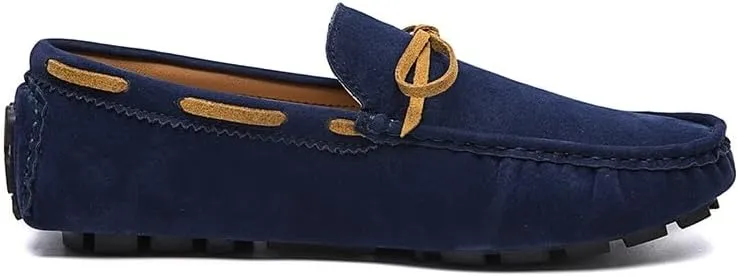 Men's Loafers Square Toe Vegan Leather Boat Driving Loafers Lightweight Anti-Slip Flat Heel Outdoor Casual Slip-ons