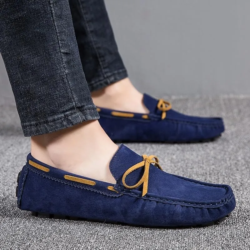 Men's Loafers Square Toe Vegan Leather Boat Driving Loafers Lightweight Anti-Slip Flat Heel Outdoor Casual Slip-ons