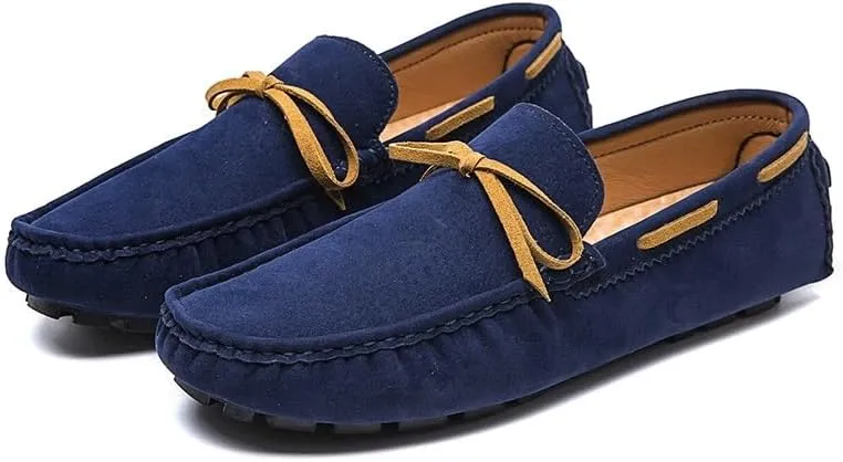 Men's Loafers Square Toe Vegan Leather Boat Driving Loafers Lightweight Anti-Slip Flat Heel Outdoor Casual Slip-ons