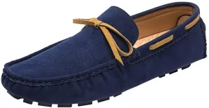 Men's Loafers Square Toe Vegan Leather Boat Driving Loafers Lightweight Anti-Slip Flat Heel Outdoor Casual Slip-ons