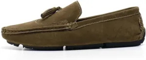 Men's Loafers Square Toe Wingtips Suede Vegan Leather with Tassel Anti-Slip Lightweight Flat Heel Outdoor Party Slip-ons