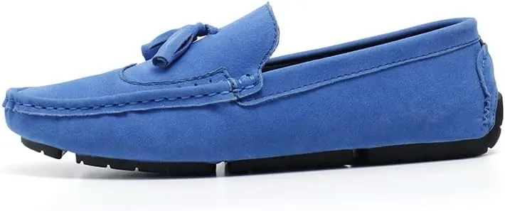 Men's Loafers Square Toe Wingtips Suede Vegan Leather with Tassel Anti-Slip Lightweight Flat Heel Outdoor Party Slip-ons