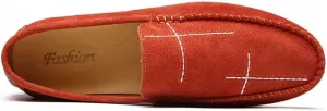 Mens Loafers Stitching Details Suede Vamp Rubber Sole Vegan Leather Flat Heel Lightweight Flexible Wedding Slip-ons
