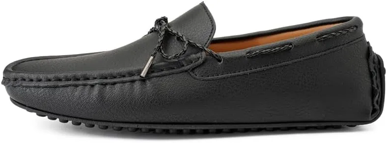 Mens Loafers Vegan Nubuck Leather Boatshoes Anti-Slip Flat Heel Flexible Walking Slip On