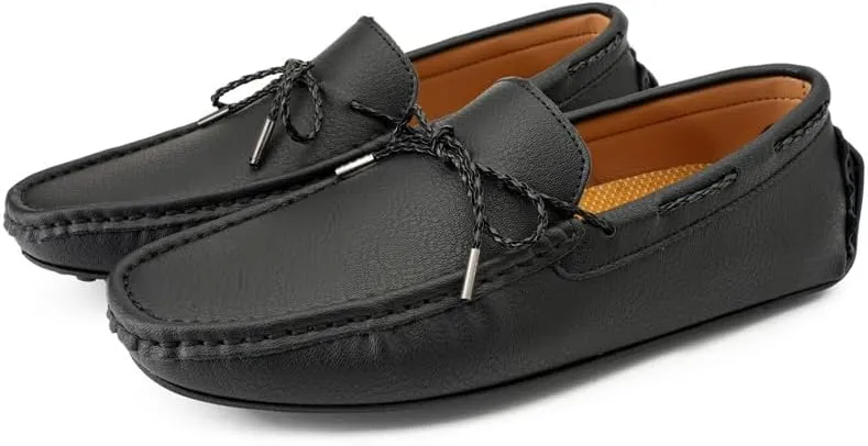 Mens Loafers Vegan Nubuck Leather Boatshoes Anti-Slip Flat Heel Flexible Walking Slip On