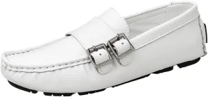 Men's Monk Strap Loafers  Vegan Leather Slip-Ons with Stitching Details, Round Toe, Comfortable & Slip-Resistant, Flat Heel for Walking