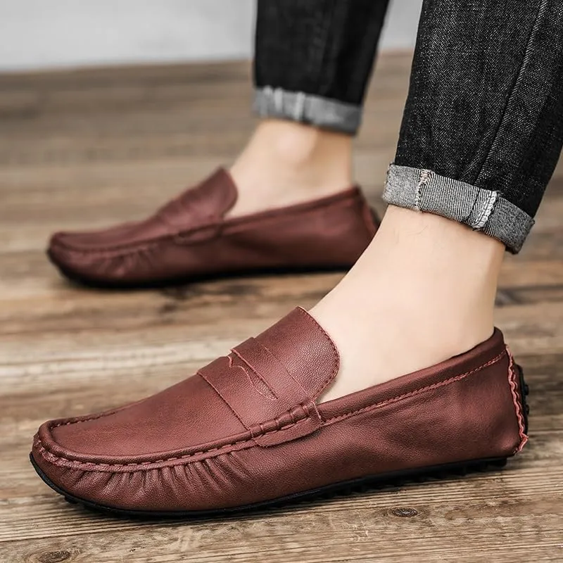 Men's Shoes Loafers for Men Round Toe Vegan Leather Penny Driving Loafers Resistant Lightweight Flat Heel Prom Casual Slip On