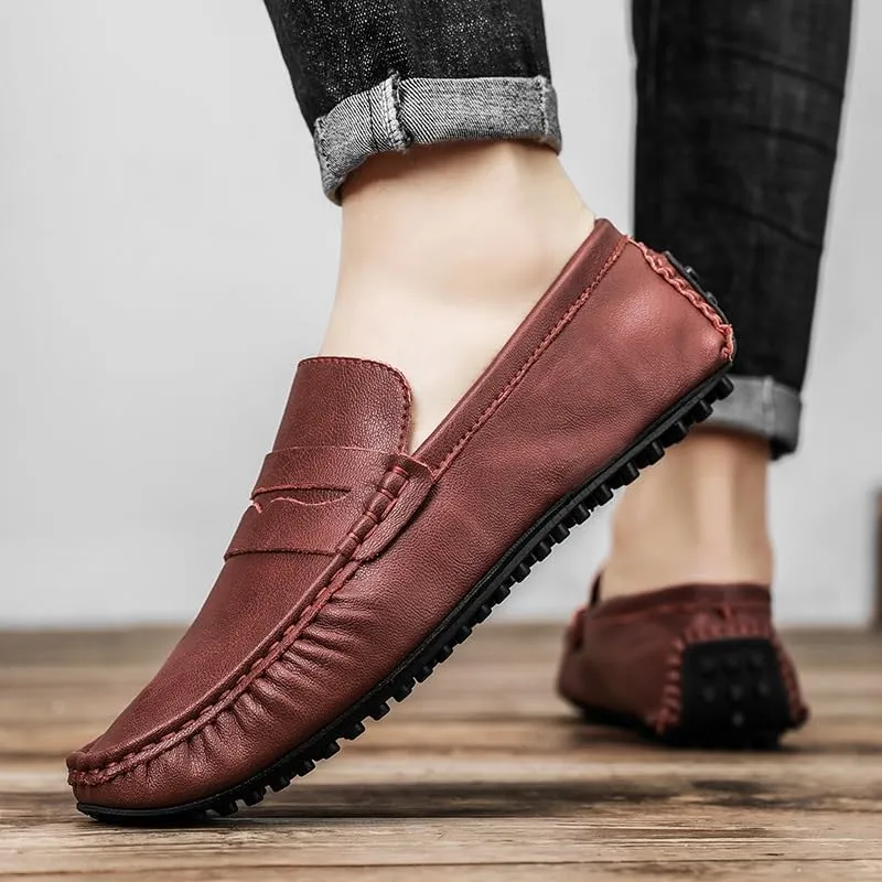 Men's Shoes Loafers for Men Round Toe Vegan Leather Penny Driving Loafers Resistant Lightweight Flat Heel Prom Casual Slip On
