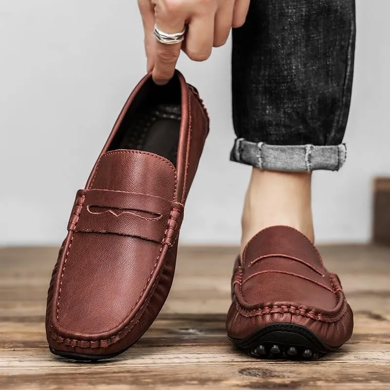 Men's Shoes Loafers for Men Round Toe Vegan Leather Penny Driving Loafers Resistant Lightweight Flat Heel Prom Casual Slip On
