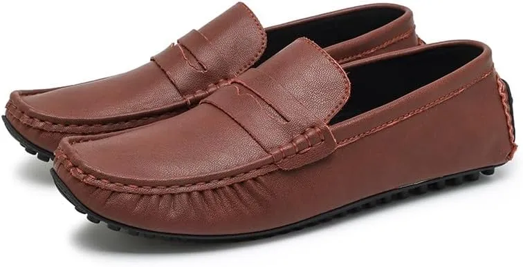 Men's Shoes Loafers for Men Round Toe Vegan Leather Penny Driving Loafers Resistant Lightweight Flat Heel Prom Casual Slip On