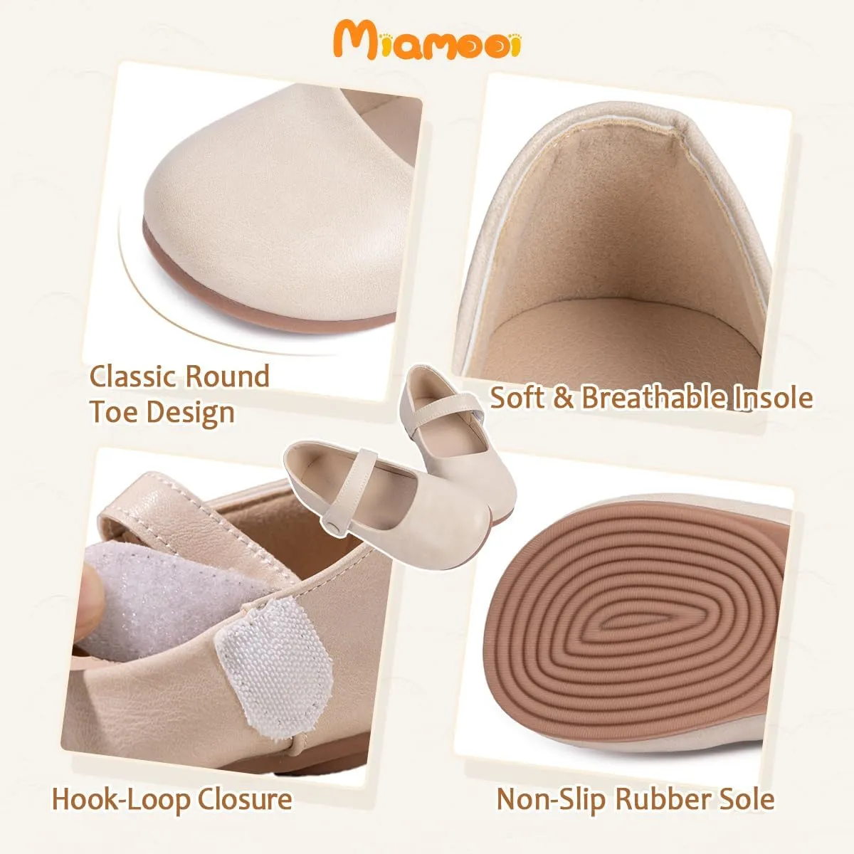 Miamooi Toddler Girl Mary Jane Flats Girls Dress Shoes for Party Wedding School Uniform Shoes Soft Cute Non-Slip Flat for Walking
