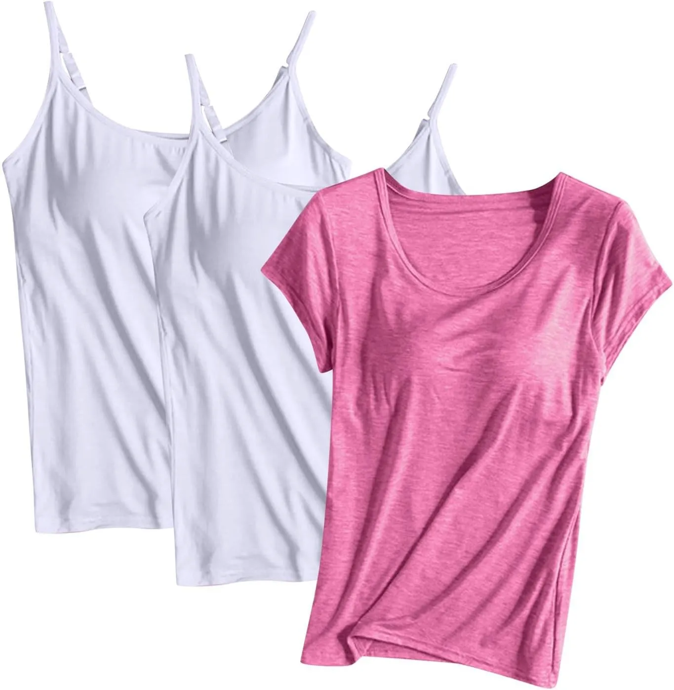 Modal Tanks for Women 3 Pc Crewneck Soft Smooth Tank Tops Undershirts Fashion Solid Color Classic Comfy Shirt