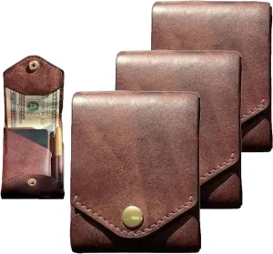 Multifunctional Compact Wallet 3 Pcs - Handmade Leather Card Holder/Wallet, Slim Minimalist Wallet, Built-In Pen Slot, Wallet For Put Flat Banknotes For Daily Commuting, Business, Travel