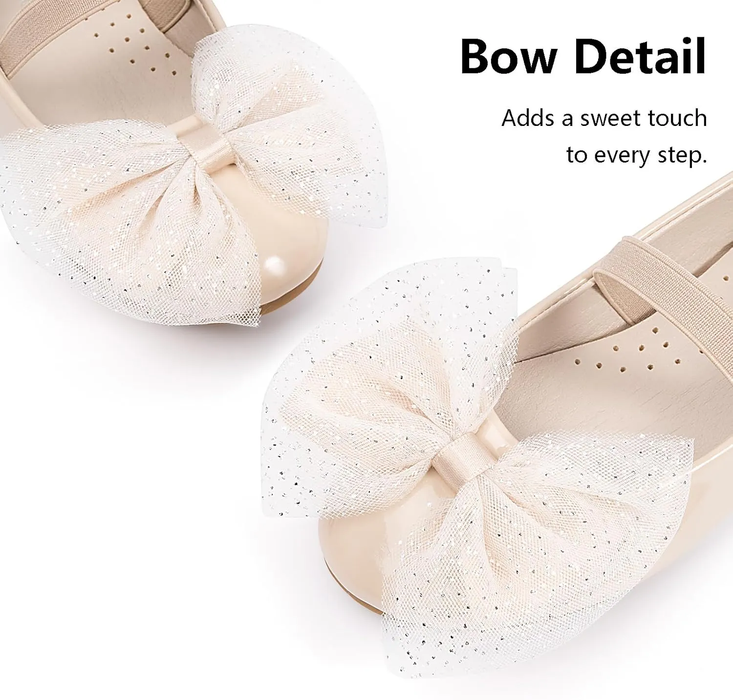 MUSSHOE Toddler Girls Dress Shoes Bow Girls Shoes Flower Mary Jane Flats Ballet Shoes for Kids